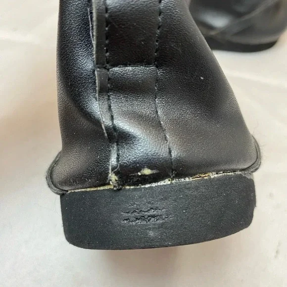 Build A Bear Black Faux Leather Platform Boots Biker Goth Riding BAB gem heart - Picture 4 of 6